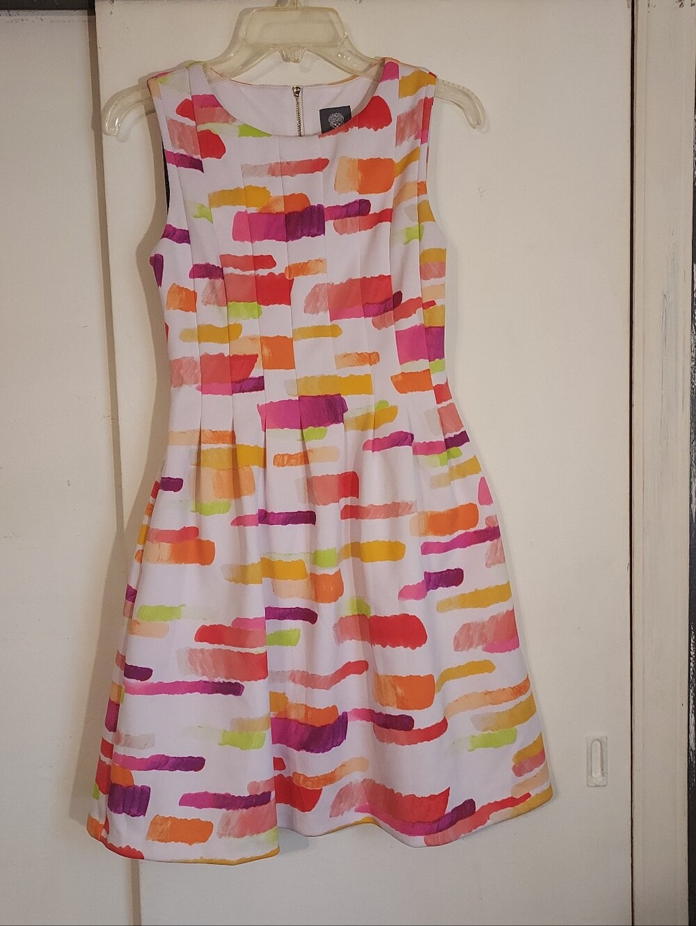 Vince Camuto Multicolor Watercolor Brushstroke Fit & Flare Dress - Size 4